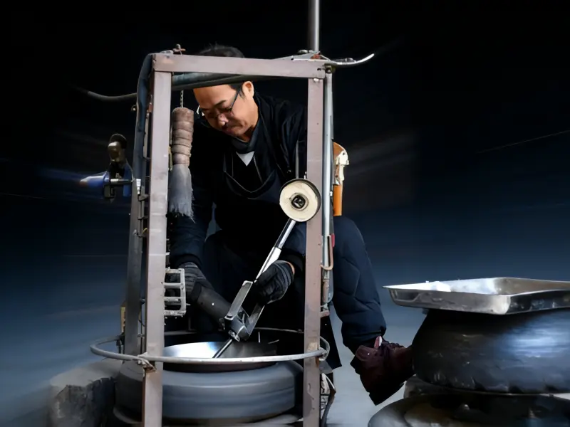 张锅匠工坊内景_手工铁锅制作现场